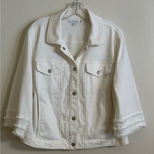 Chico's Cream 3/4 Sleeve Jean Jacket for Women